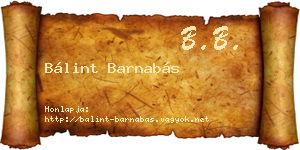Bálint Barnabás névjegykártya